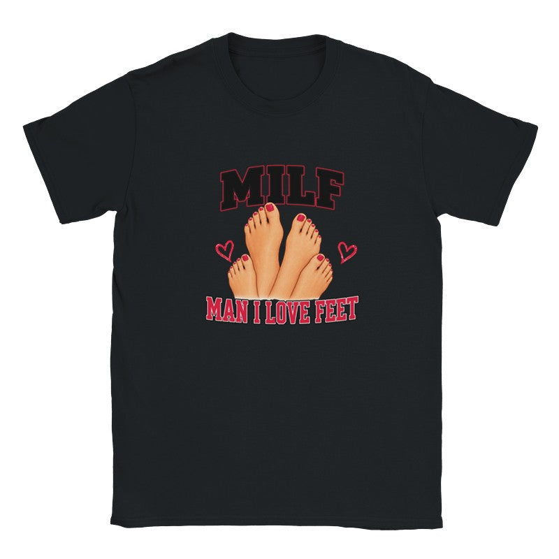 MILF T-Shirt - Man I Love Feet Shirt - Witziges Trendiges T-Shirt - Lustiges Spruch Shirt - Geschenk für Freunde - Statement Tee Unisex